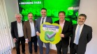 Evento de assinatura de contrato homologando a empresa WLC Paraná, na foto, José Carlos Baungartner Presidente da PRO HARDS, Emiliano Giri sócio da WLC, Daniel Romanowski Diretor-Presidente da Lottopar, Peterson Baungartner Presidente da WLC e Gáston Ricardo Corales Representante da empresa BPLAY