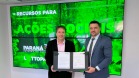 Evento de assinatura de contrato homologando a empresa WLC Paraná, na foto Peterson Baungartner Presidente da WLC e Daniel Romanowski Diretor-Presidente da Lottopar.