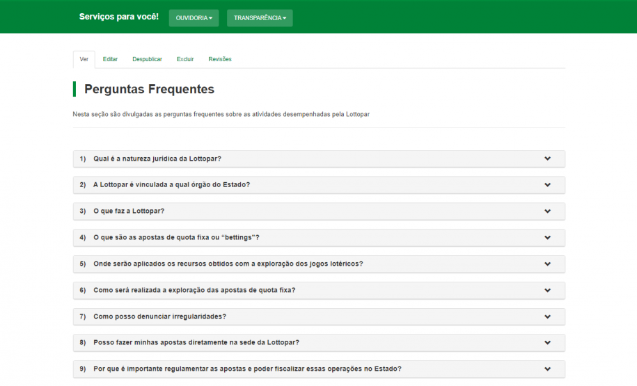 Lottopar disponibiliza ao apostador um link para a página com tira dúvidas